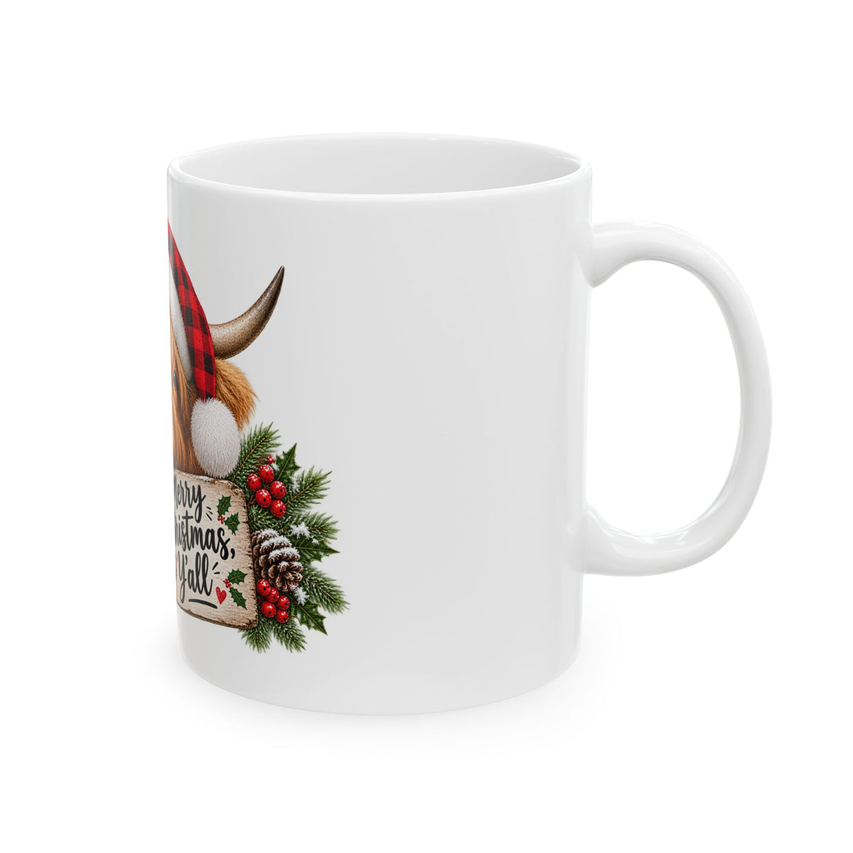 Merry Christmas Y'all Highland Cow Christmas Mug