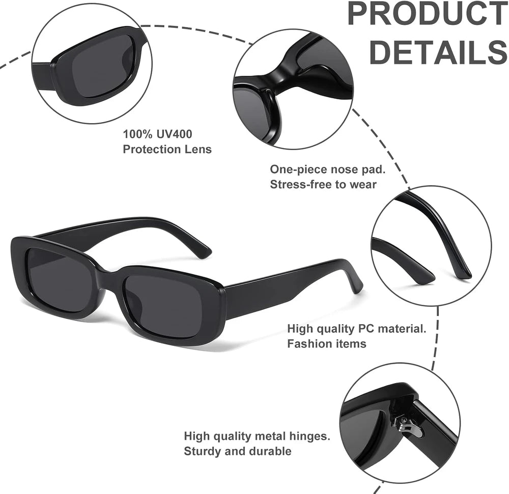 JASPIN Chunky Y2K Rectangle Sunglasses