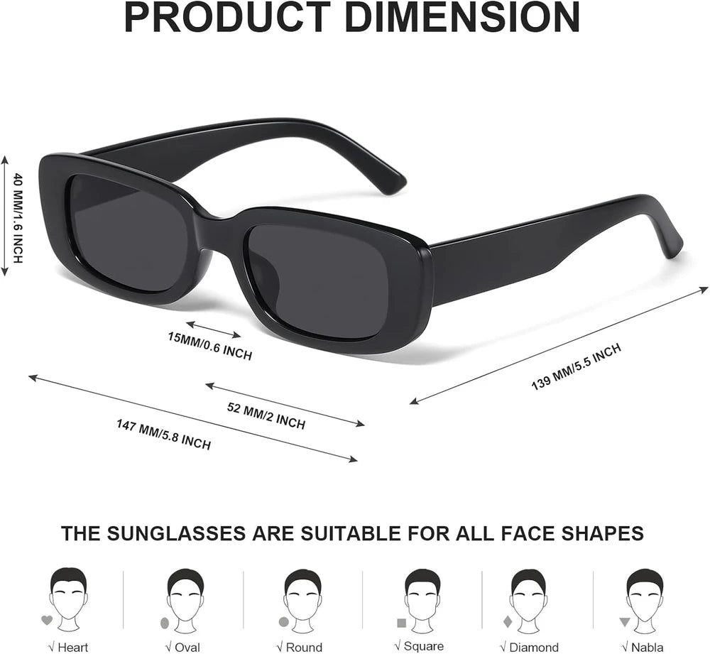 JASPIN Chunky Y2K Rectangle Sunglasses