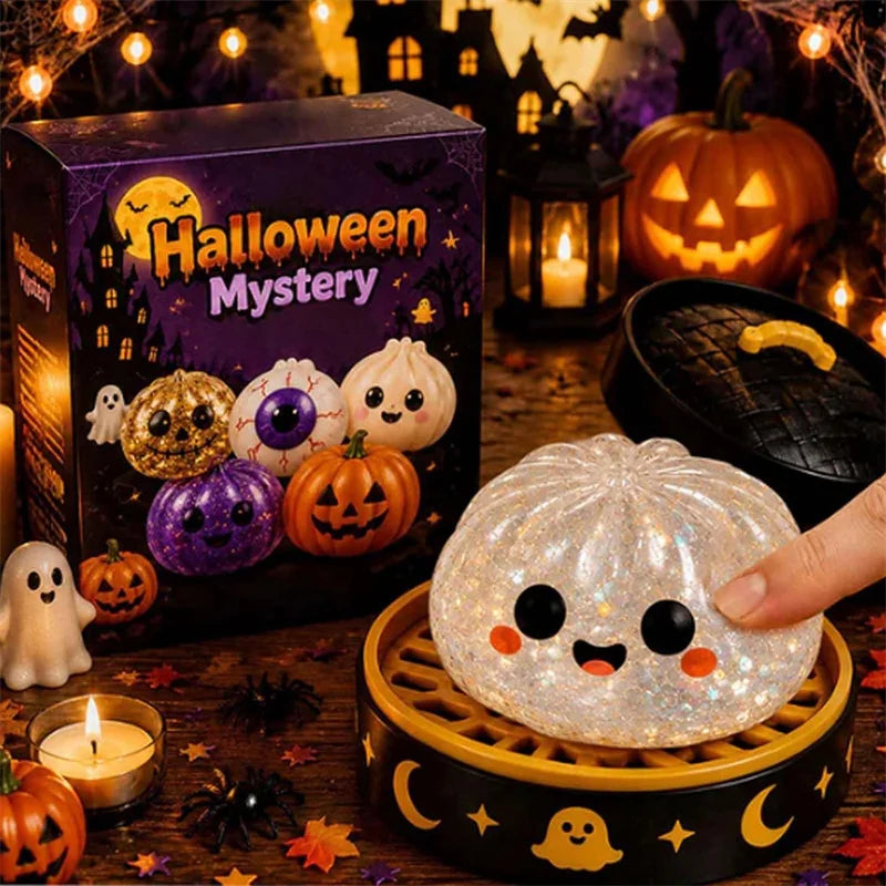 8cm Halloween Dumpling Squeeze Squishy Toy, Cute Slow Rising Squeeze Stress Relief Sensory Toy, Soft Kawaii Halloween Fidget Toy