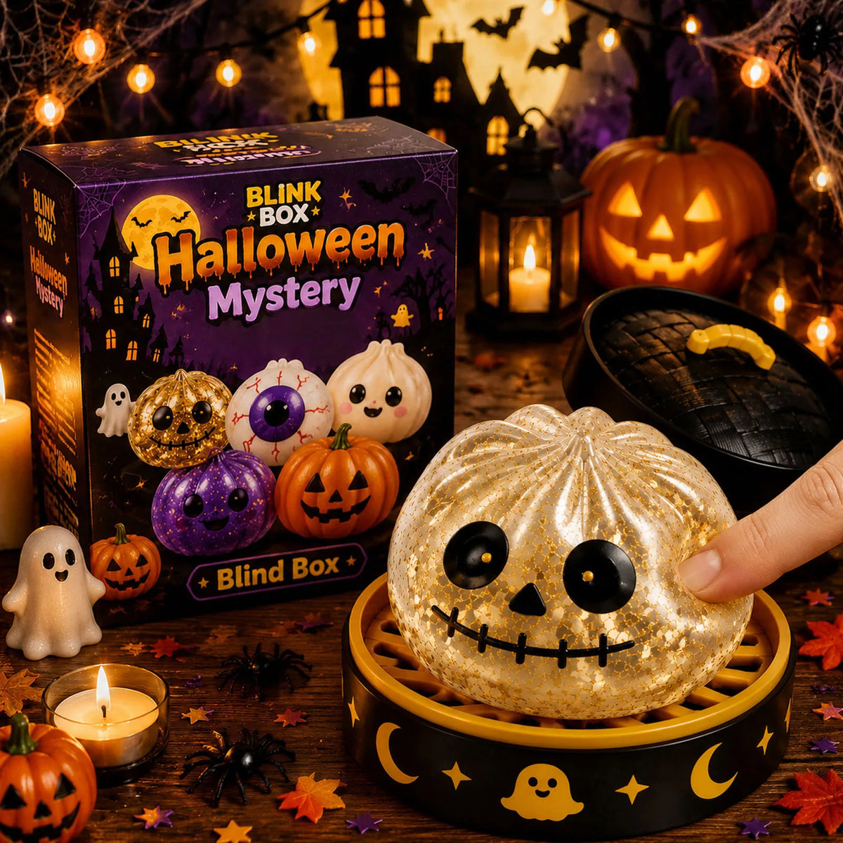8cm Halloween Dumpling Squeeze Squishy Toy, Cute Slow Rising Squeeze Stress Relief Sensory Toy, Soft Kawaii Halloween Fidget Toy