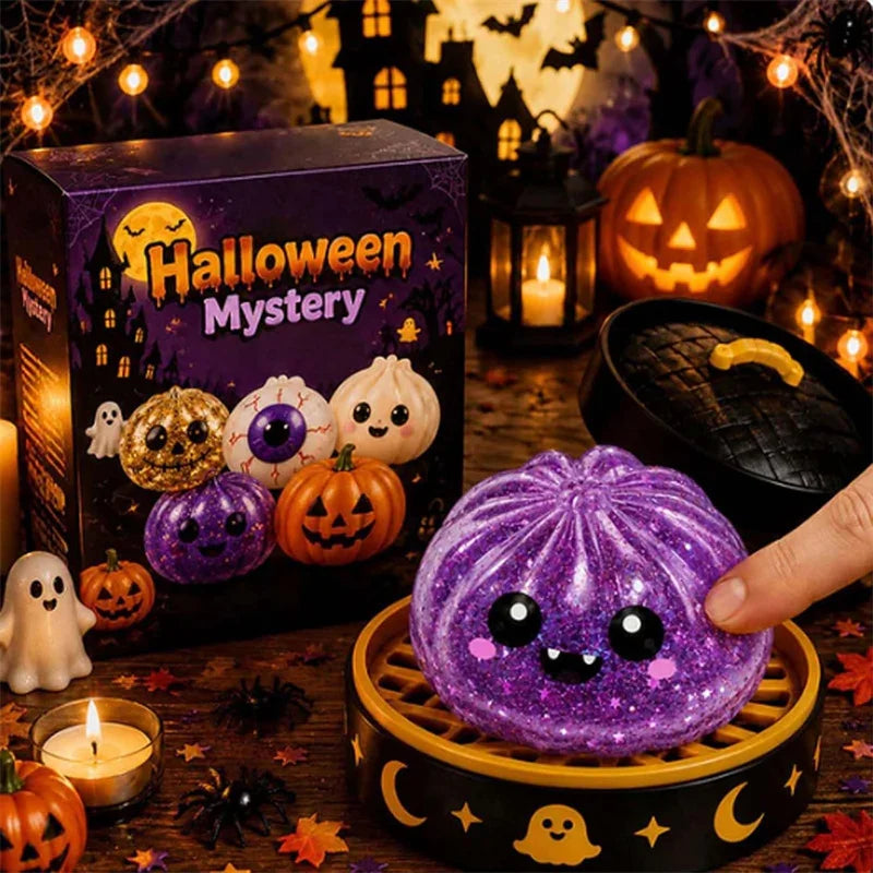 8cm Halloween Dumpling Squeeze Squishy Toy, Cute Slow Rising Squeeze Stress Relief Sensory Toy, Soft Kawaii Halloween Fidget Toy